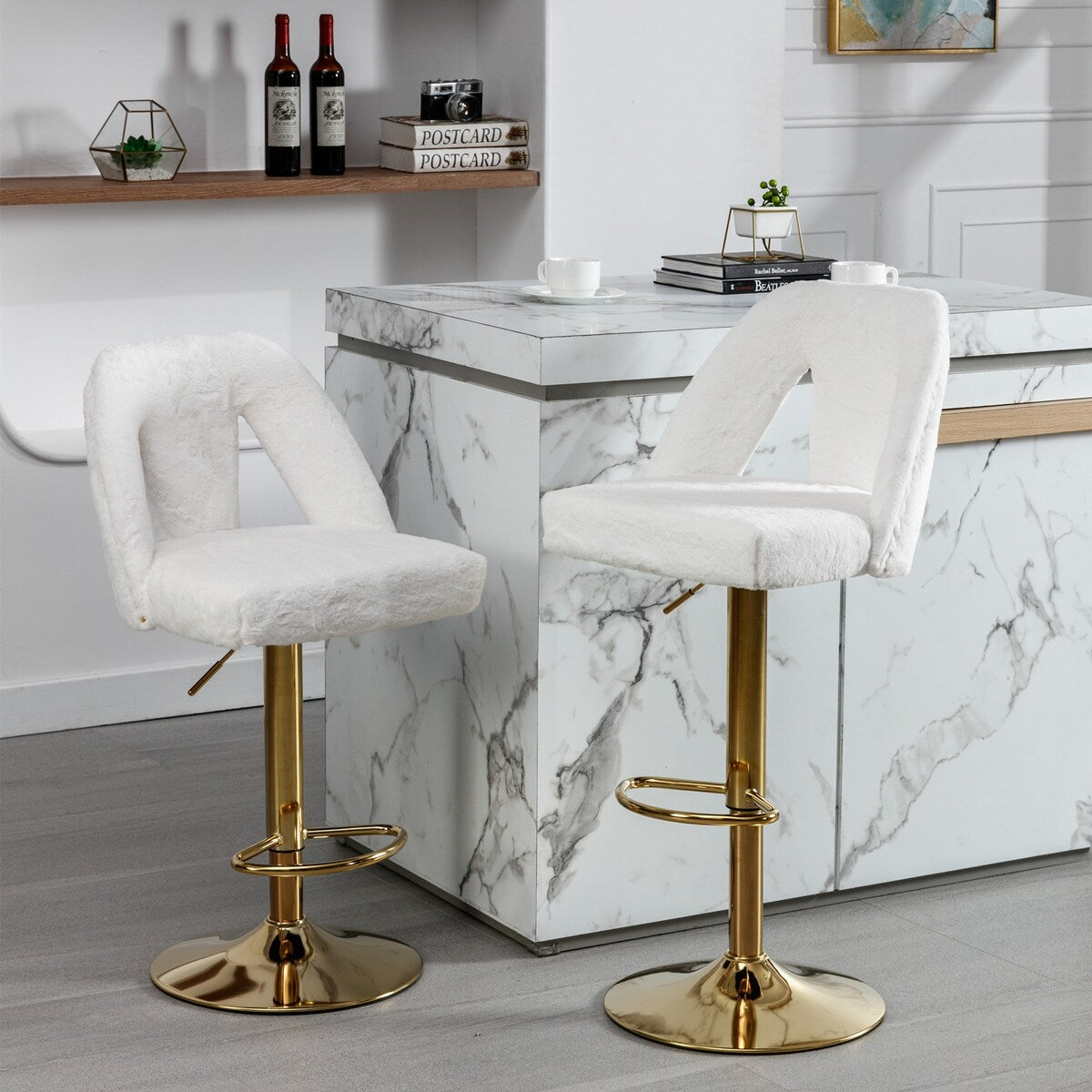 Barstools Adjusatble Seat Height, Modern Bar Stool with Nailheads for Home Pub and Kitchen Island,Set of 2