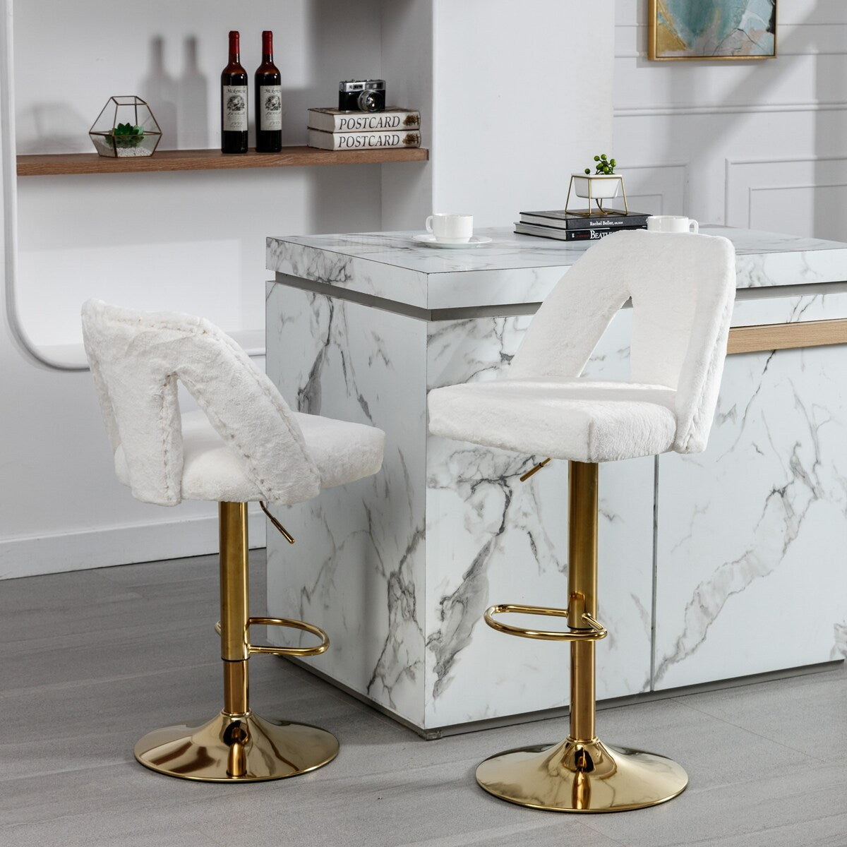 Barstools Adjusatble Seat Height, Modern Bar Stool with Nailheads for Home Pub and Kitchen Island,Set of 2