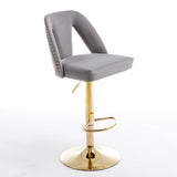 Barstools Adjusatble Seat Height, Modern Bar Stool with Nailheads for Home Pub and Kitchen Island,Set of 2
