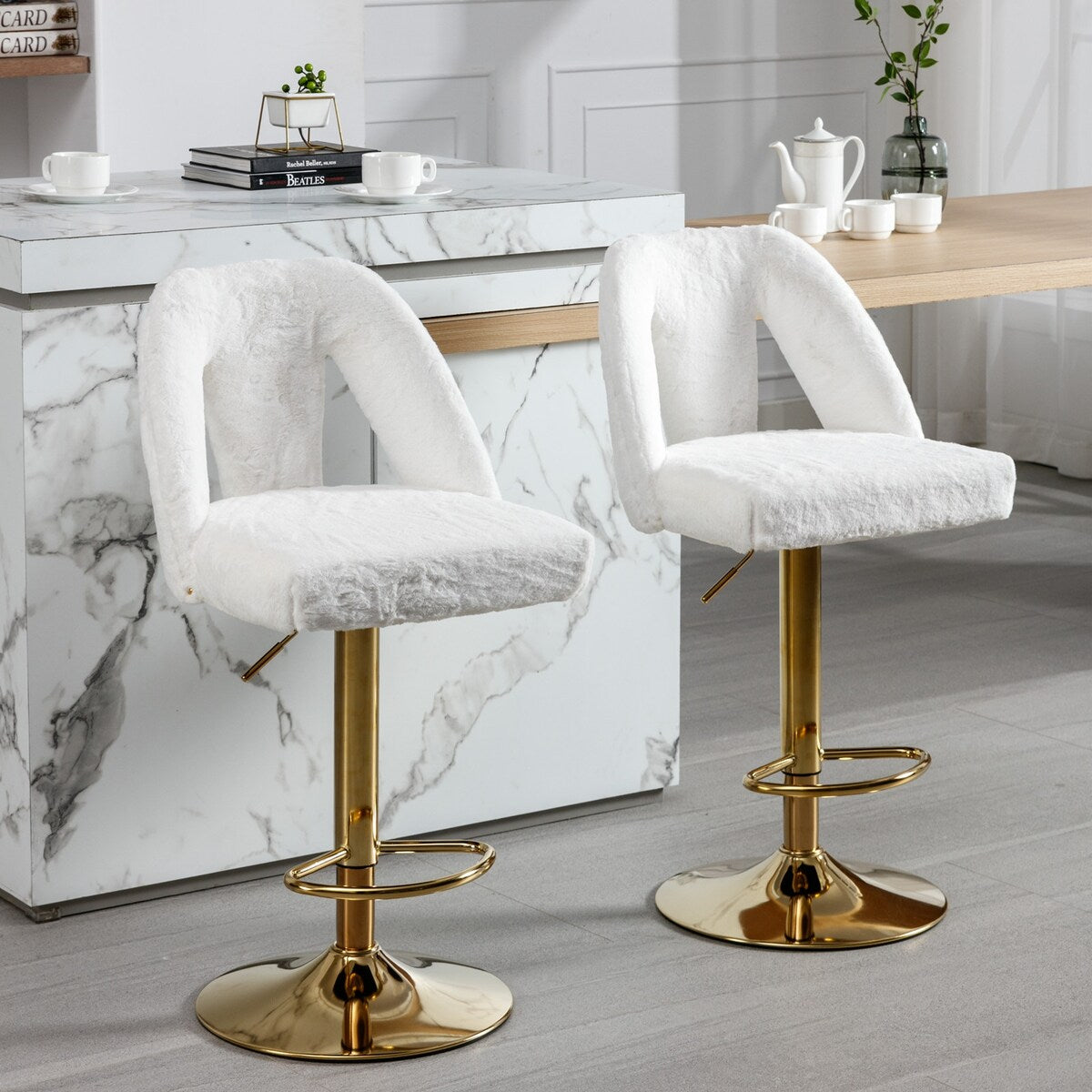 Barstools Adjusatble Seat Height, Modern Bar Stool with Nailheads for Home Pub and Kitchen Island,Set of 2