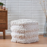 Bartes Boho Fabric Cube Pouf by Christopher Knight Home