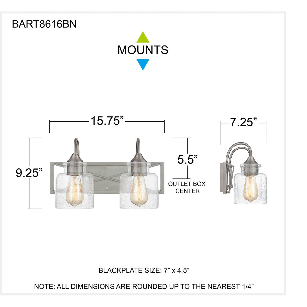 Bartley 2-Light Brushed Nickel Vanity Light