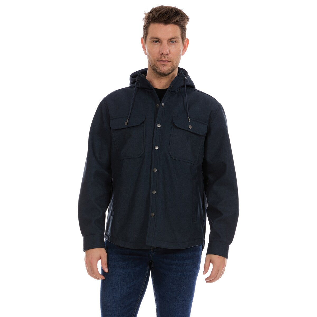 Bass Creek Outfitters Mens Twill Softshell W Fleece Hooded Jacket