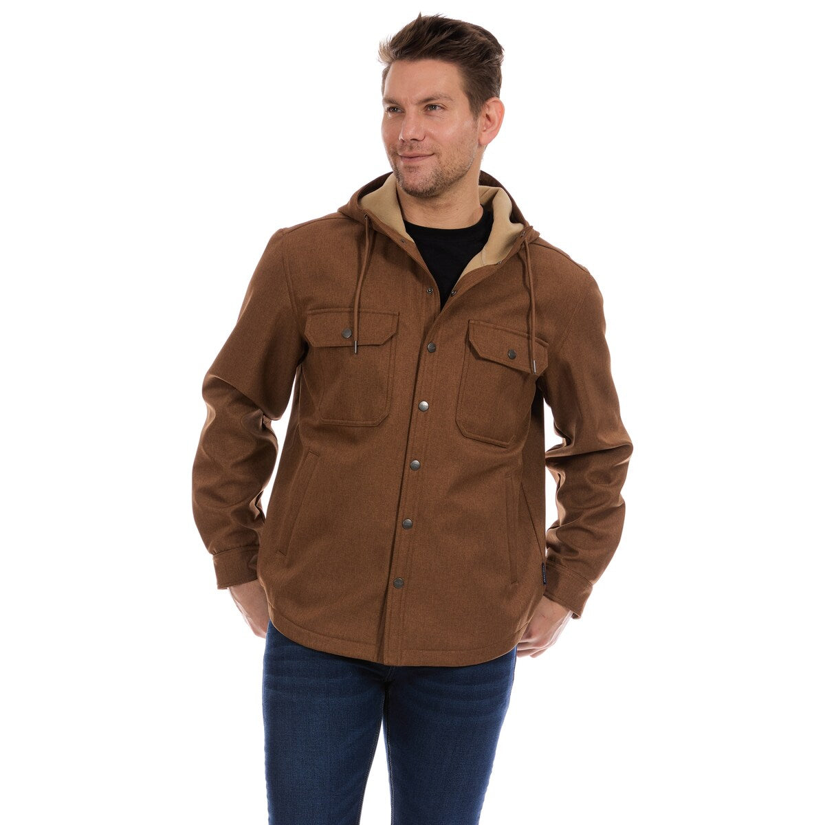 Bass Creek Outfitters Mens Twill Softshell W Fleece Hooded Jacket
