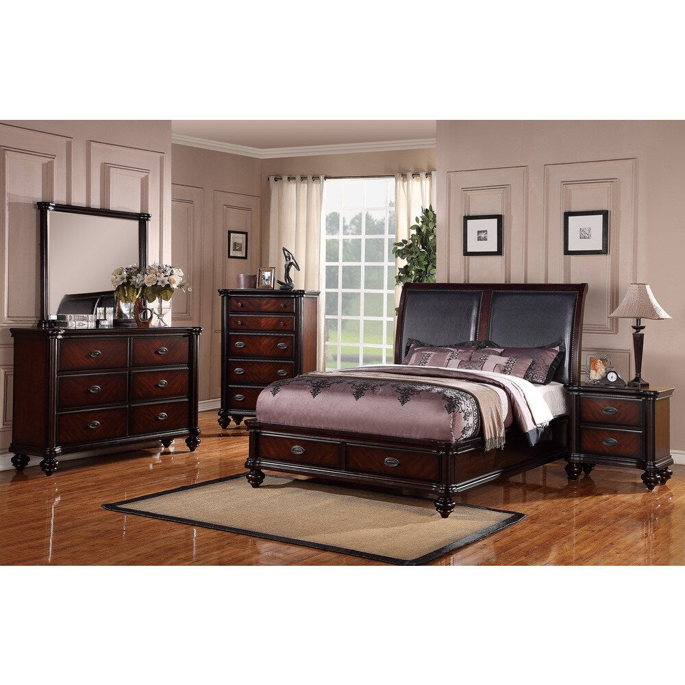 Bastia Two-tone Dark Birch Veneer Queen Size Bedroom Set