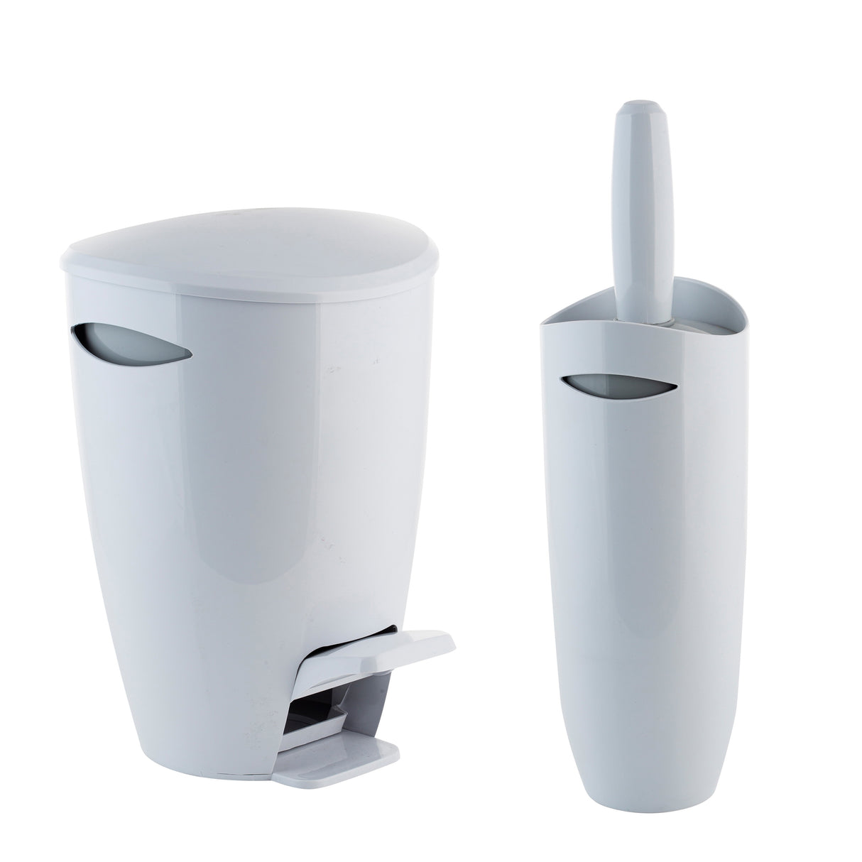Bath Bliss Contour Waste Bin and Toilet Brush Set, White