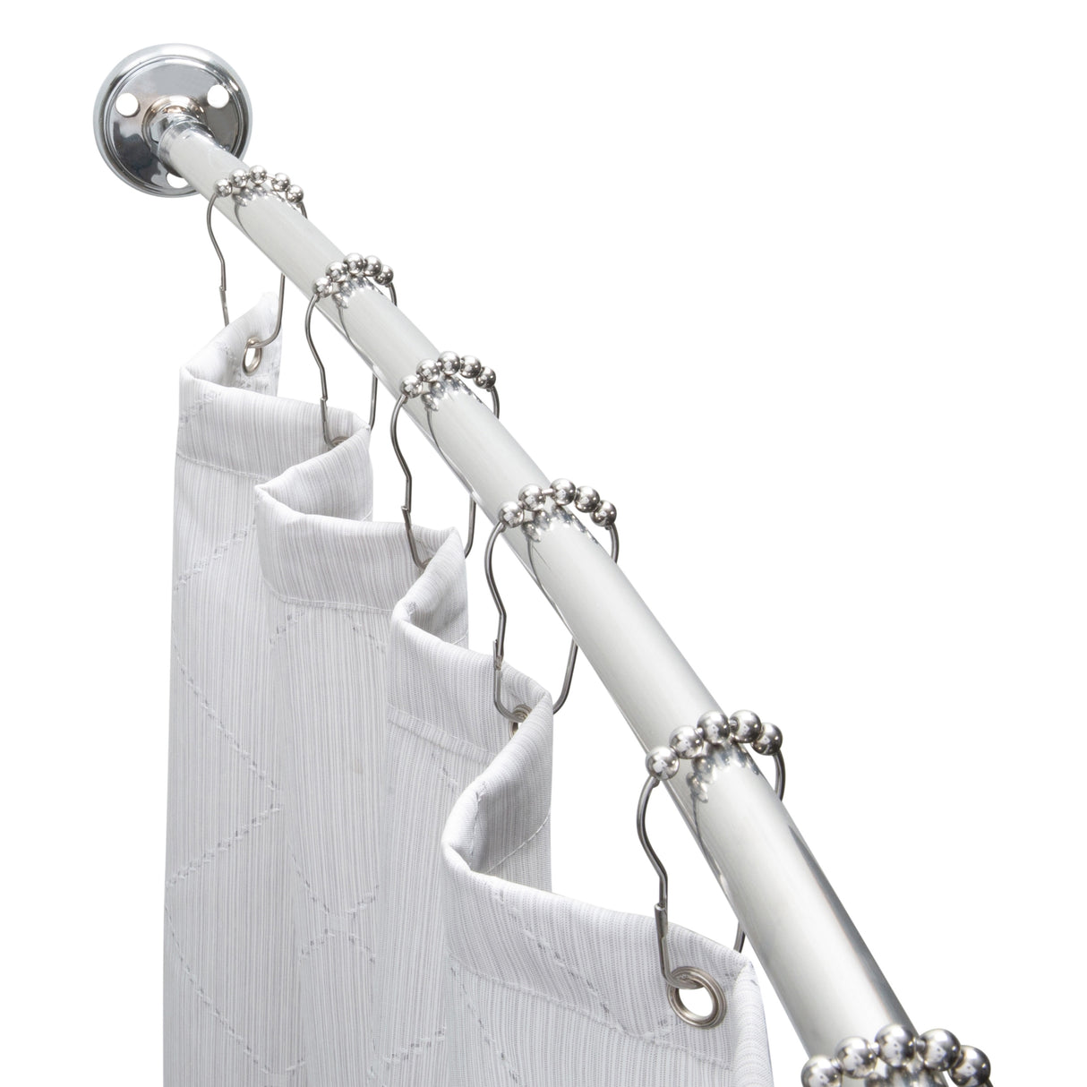 Bath Bliss Wall Mountable Curved Adjustable Shower Rod in Aluminum - Chrome