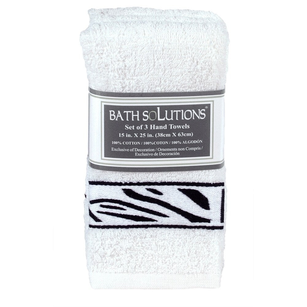 Bath Solutions Zebra Print Three Piece Hand Towel Set