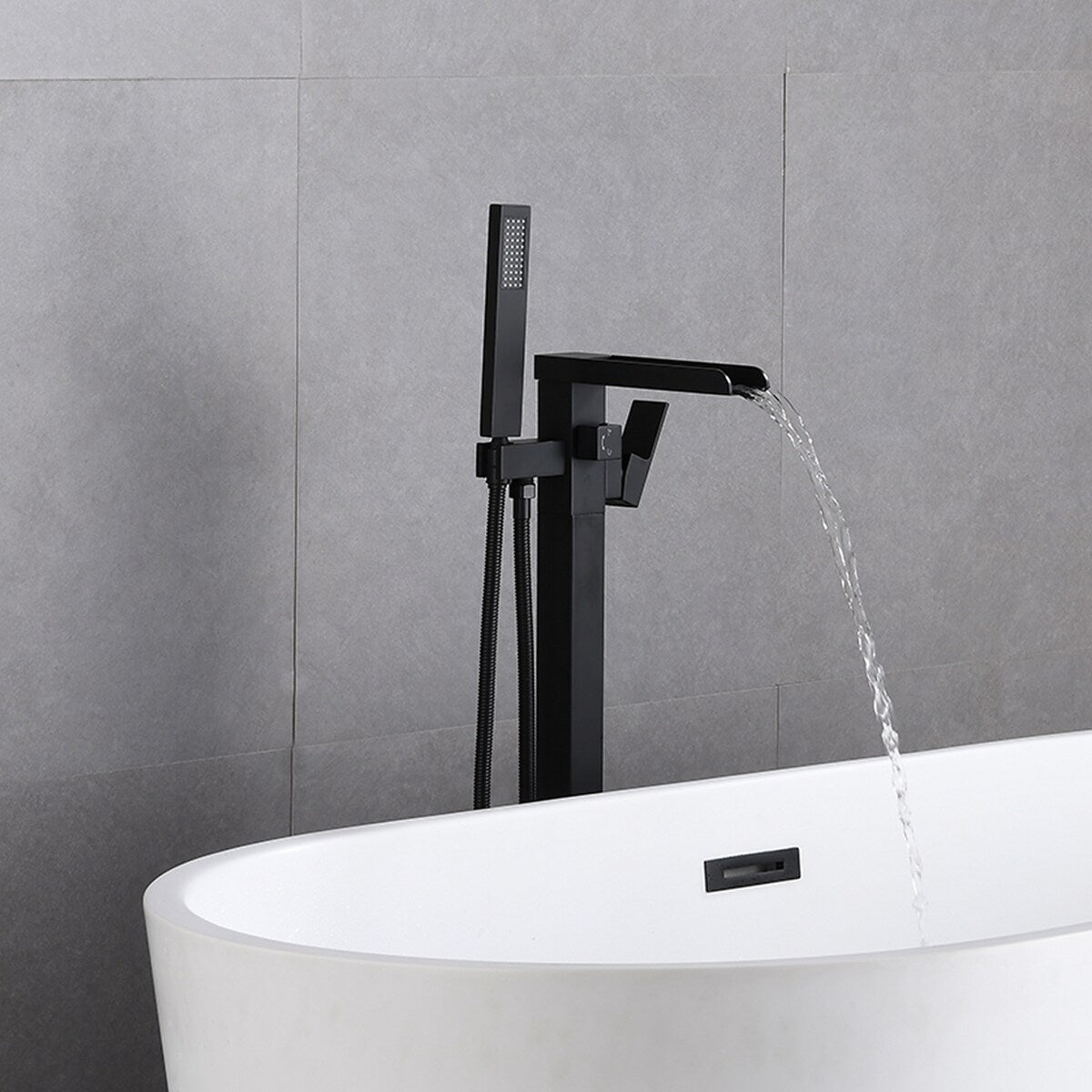 BATHLET Single Handle Floor Mounted Freestanding Tub Filler with Handshower