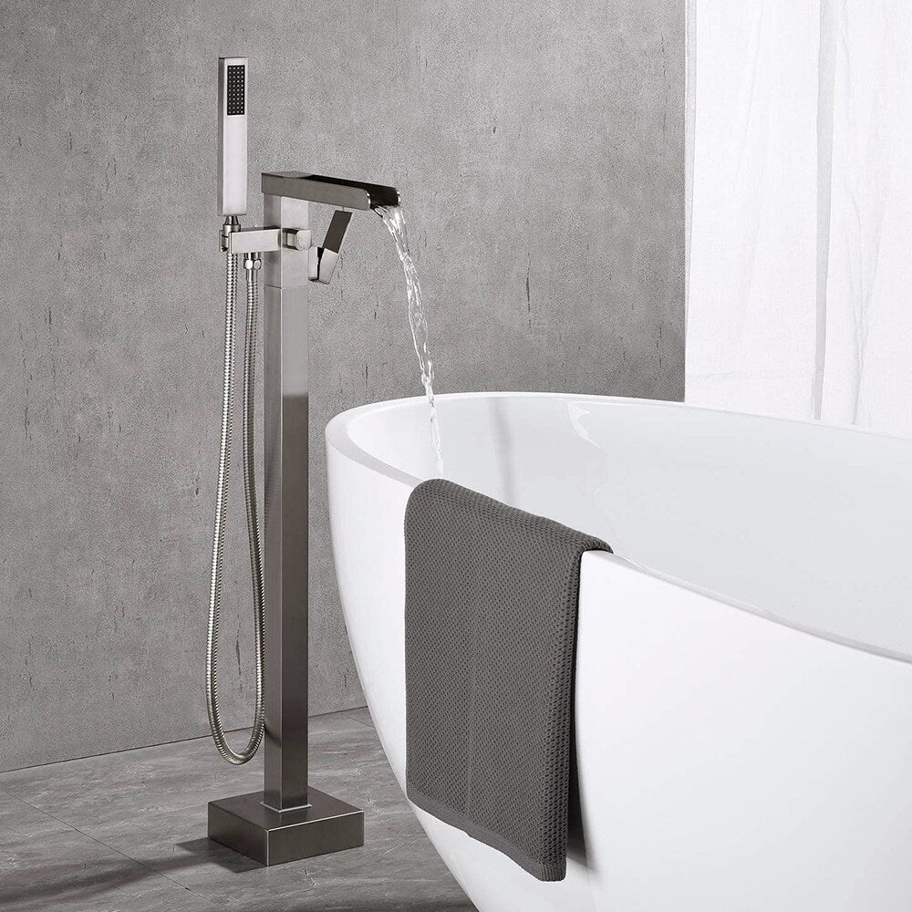 BATHLET Single Handle Floor Mounted Freestanding Tub Filler with Handshower