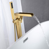 BATHLET Single Handle Floor Mounted Freestanding Tub Filler with Handshower