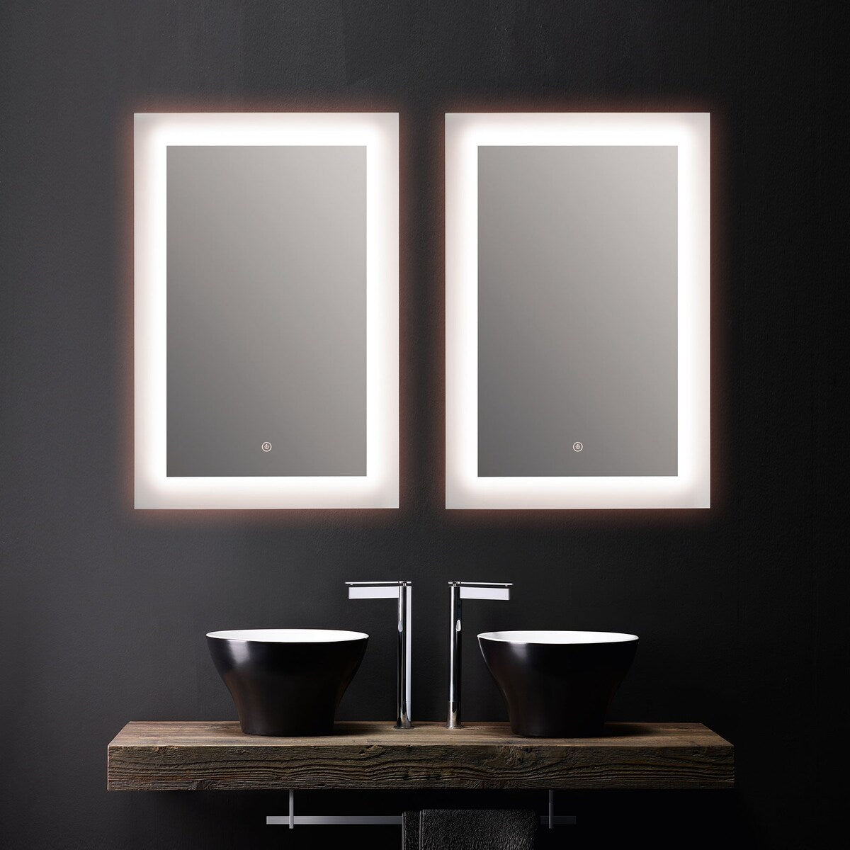 Bathroom Anti-Fog Wall Mounted LED Mirror With Dimmer
