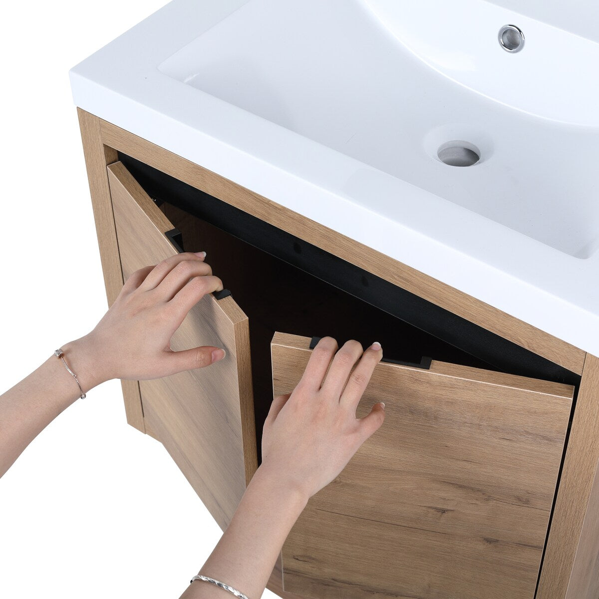 Bathroom Cabinet With Sink,Soft Close Doors,Float Mounting Design,24 Inch For Small Bathroom