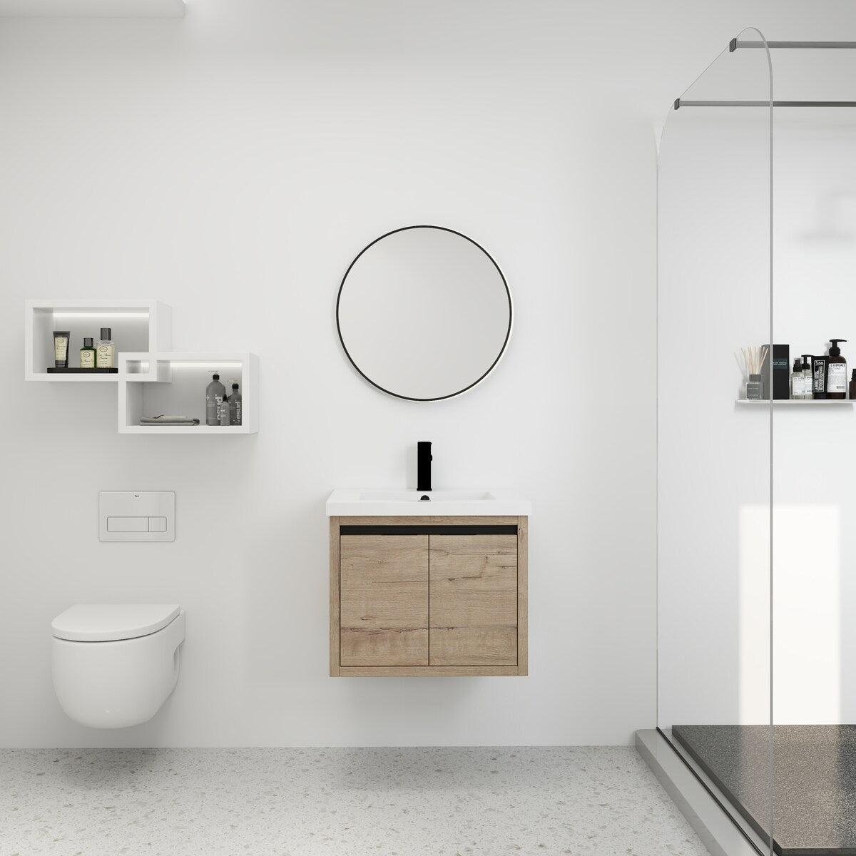 Bathroom Cabinet With Sink,Soft Close Doors,Float Mounting Design,24 Inch For Small Bathroom