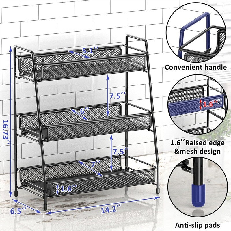 Bathroom Countertop Organizer Shelf - 7"D x 14.2"W x 16.73"H