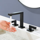 8 Inch Bathroom Faucet 3 Holes Two Handles Modern Luxury Widespread Bathroom Sink Faucet Tap with Water Supply Lines