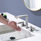 8 Inch Bathroom Faucet 3 Holes Two Handles Modern Luxury Widespread Bathroom Sink Faucet Tap with Water Supply Lines