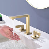8 Inch Bathroom Faucet 3 Holes Two Handles Modern Luxury Widespread Bathroom Sink Faucet Tap with Water Supply Lines
