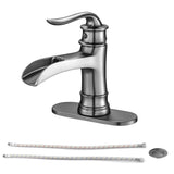 Bathroom Faucet Waterfall Single Handle Vessel Sink Faucet Deck Mount Black Vanity Faucets