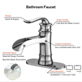 Bathroom Faucet Waterfall Single Handle Vessel Sink Faucet Deck Mount Black Vanity Faucets