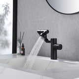 360-degree Swivel 4-way Bathroom Sink Faucet Single Hole with Handle in Matte Black