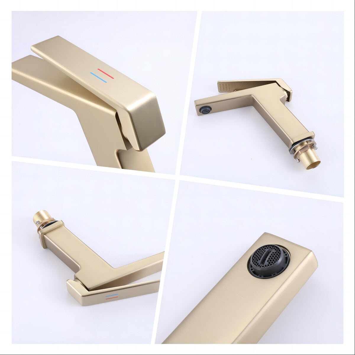 Single Handle Bathroom Sink Faucet 1-Hole Solid Brass in Black/Gold