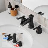 Bathroom Faucets for Sink 3 Hole with Pop Up Drain Double Lever Handle