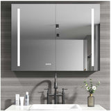Bathroom Medicine Cabinet with Mirror - Metallic Grey Bathroom Mirror - Almond - Medium