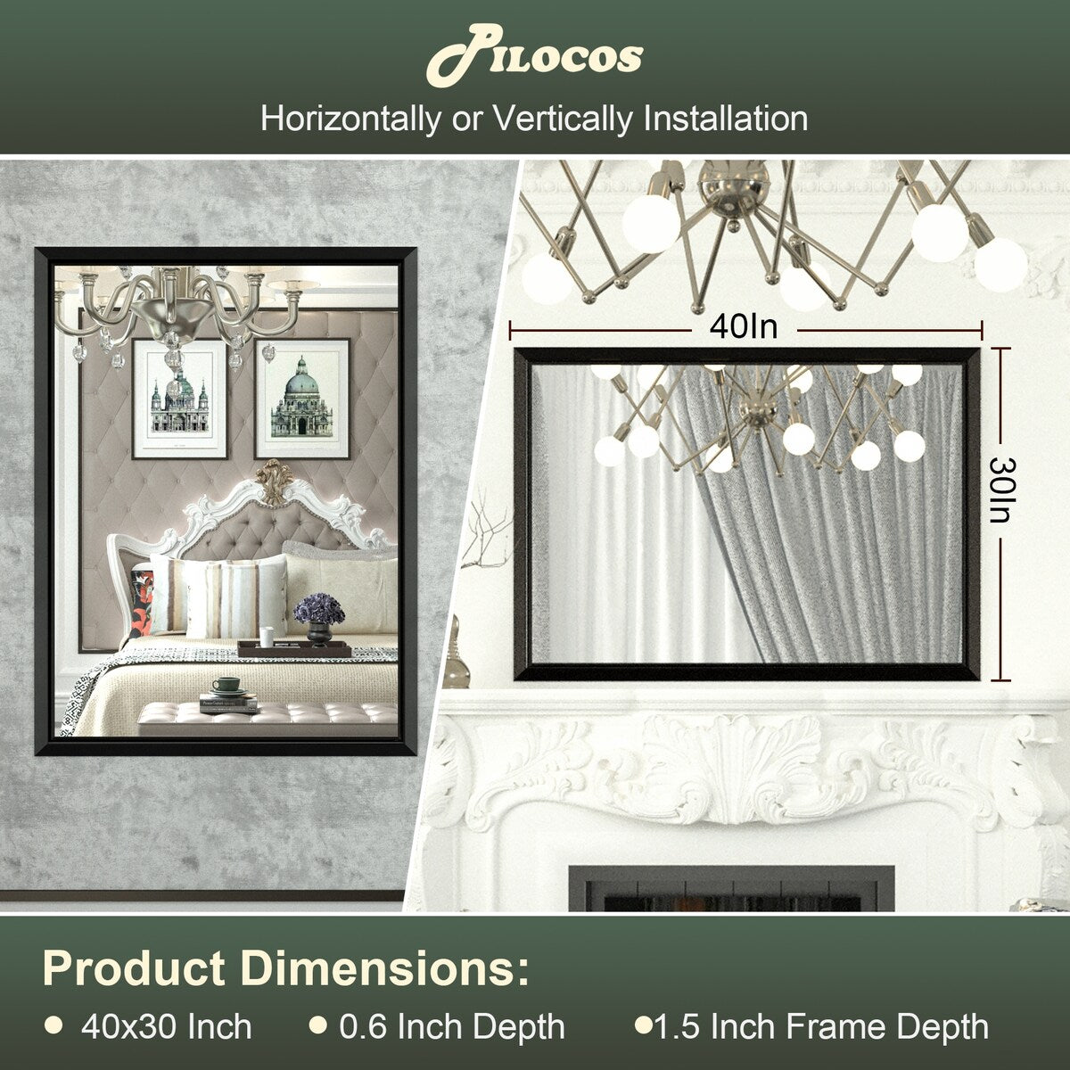 Bathroom Mirrors Wall Mounted Rectangle Vanity Cosmetic Makeup Mirror