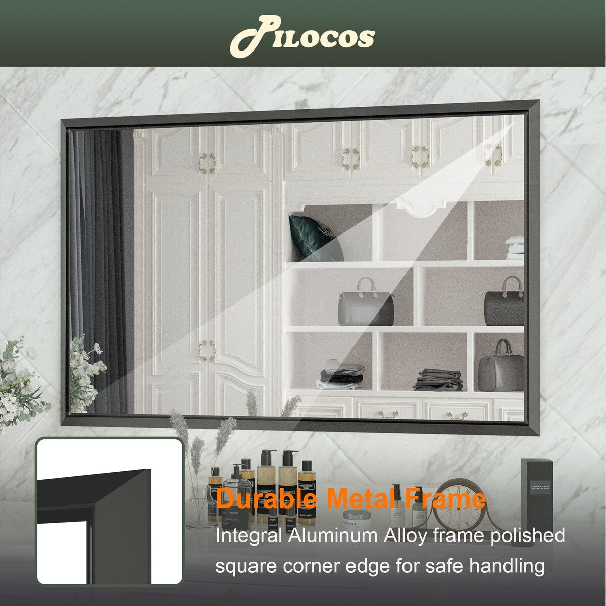 Bathroom Mirrors Wall Mounted Rectangle Vanity Cosmetic Makeup Mirror