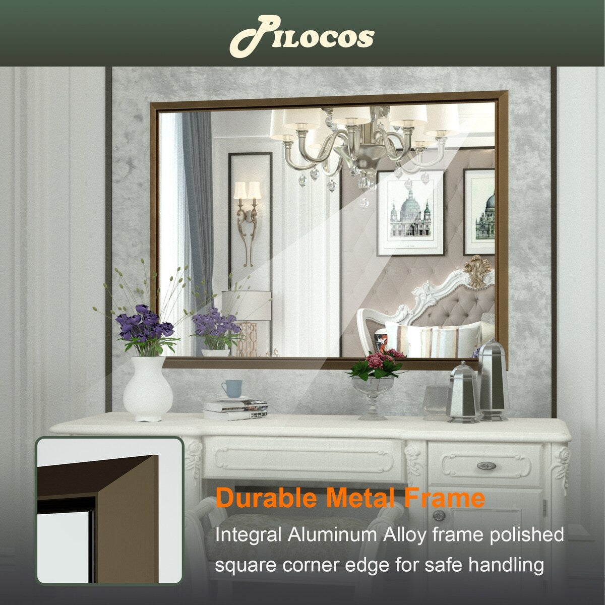 Bathroom Mirrors Wall Mounted Rectangle Vanity Cosmetic Makeup Mirror
