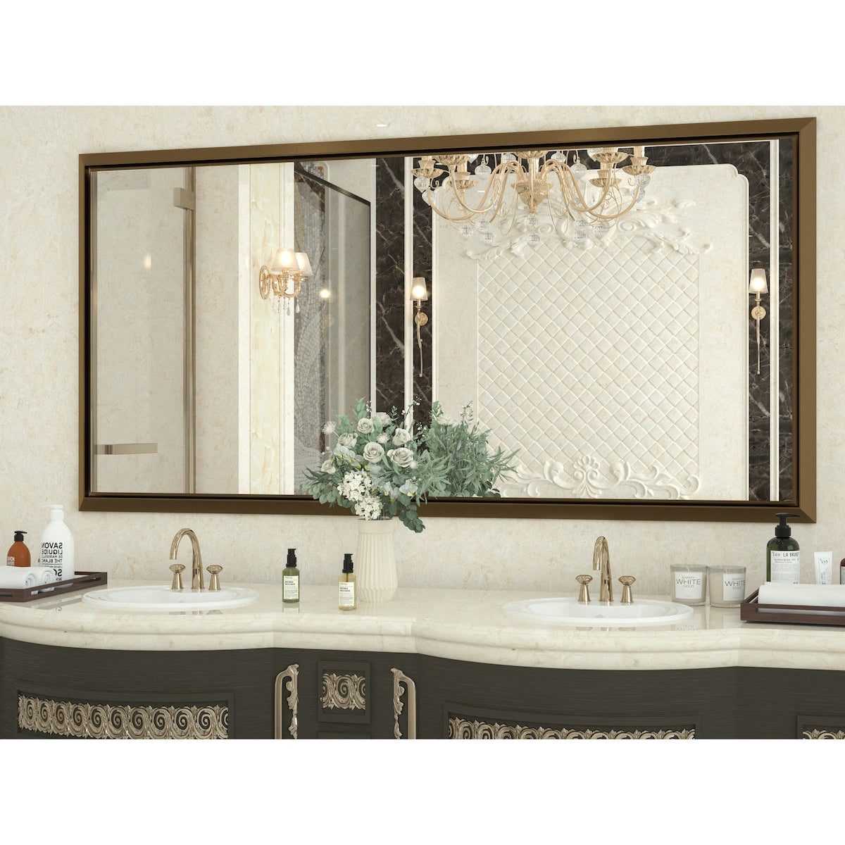 Bathroom Mirrors Wall Mounted Rectangle Vanity Cosmetic Makeup Mirror