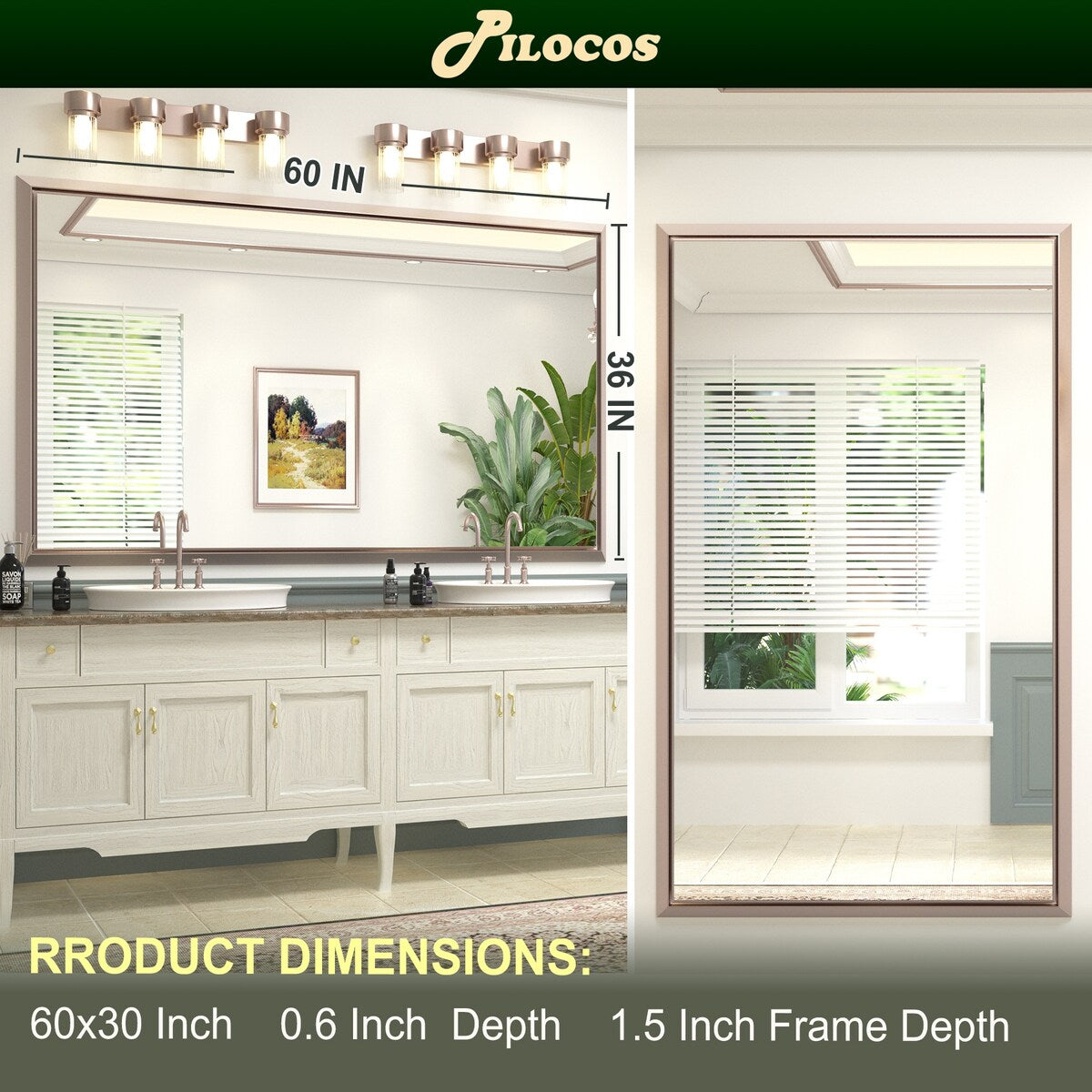 Bathroom Mirrors Wall Mounted Rectangle Vanity Cosmetic Makeup Mirror