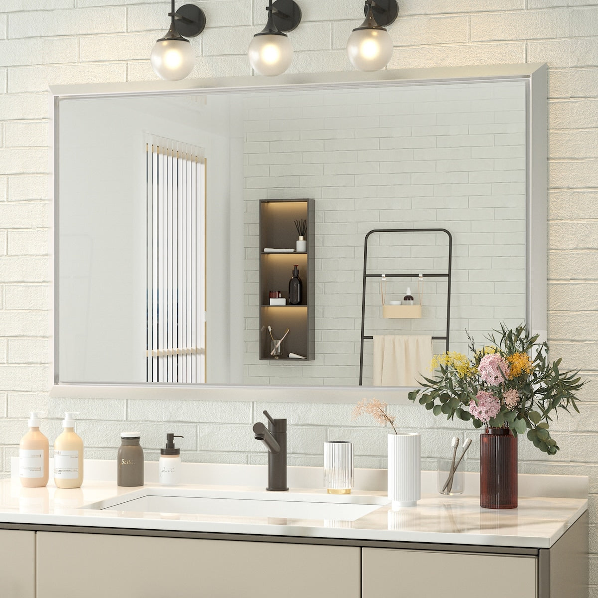 Bathroom Mirrors Wall Mounted Rectangle Vanity Cosmetic Makeup Mirror