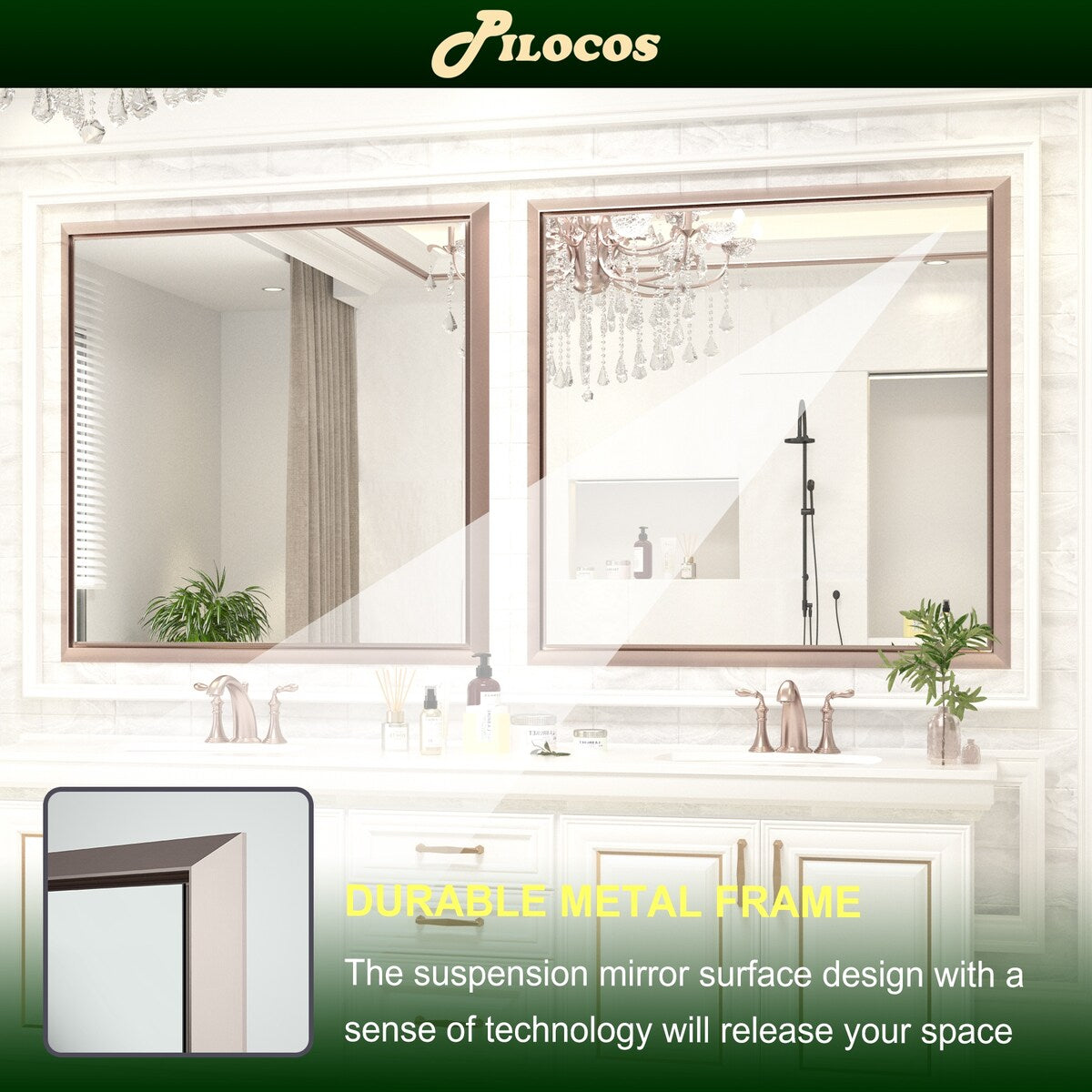 Bathroom Mirrors Wall Mounted Rectangle Vanity Cosmetic Makeup Mirror