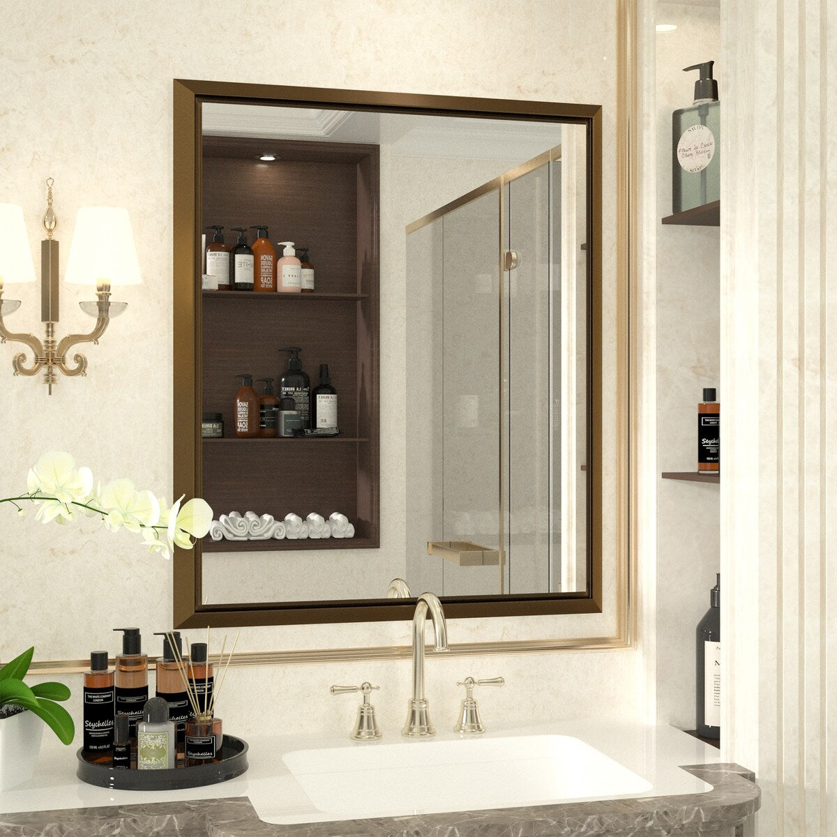 Bathroom Mirrors Wall Mounted Rectangle Vanity Cosmetic Makeup Mirror