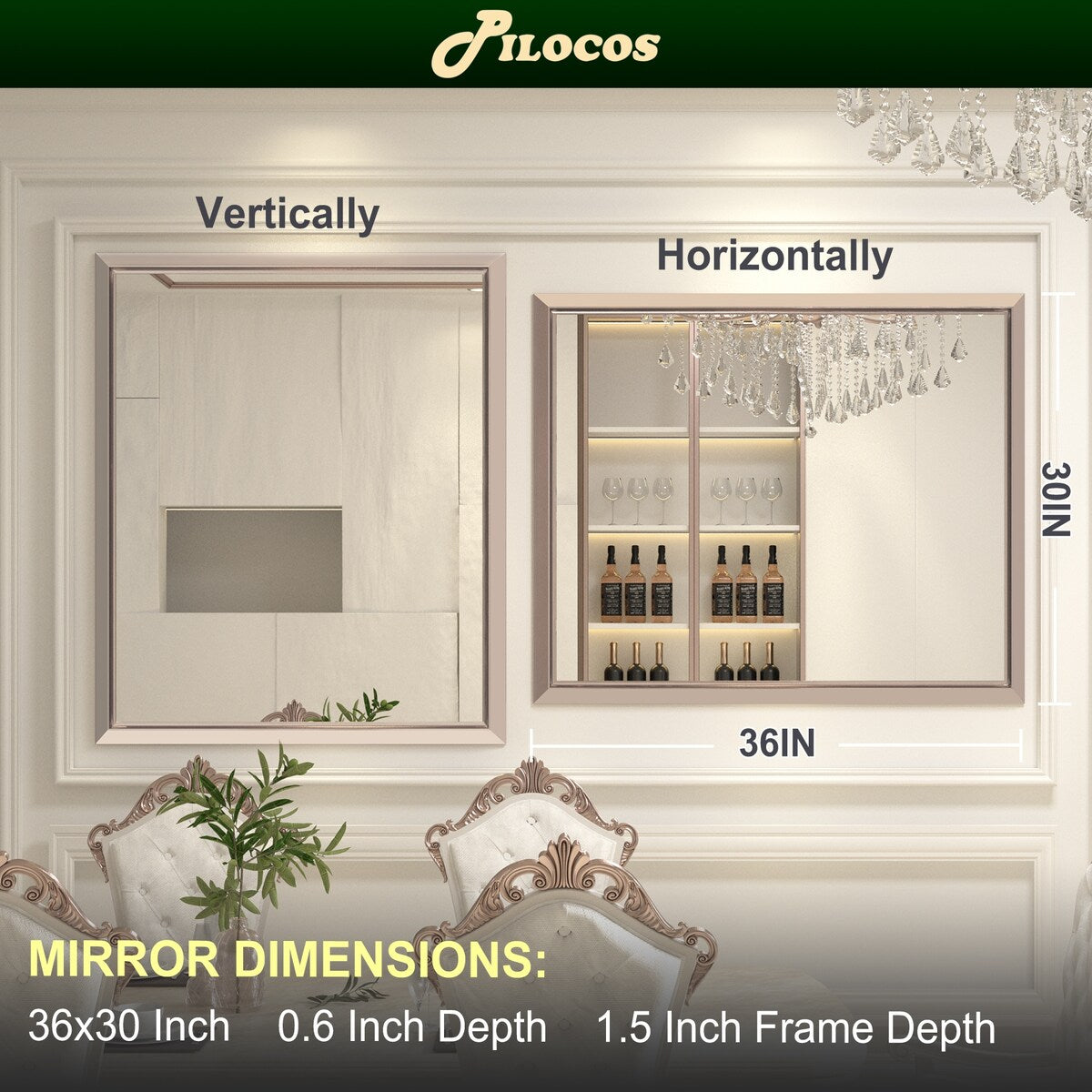 Bathroom Mirrors Wall Mounted Rectangle Vanity Cosmetic Makeup Mirror