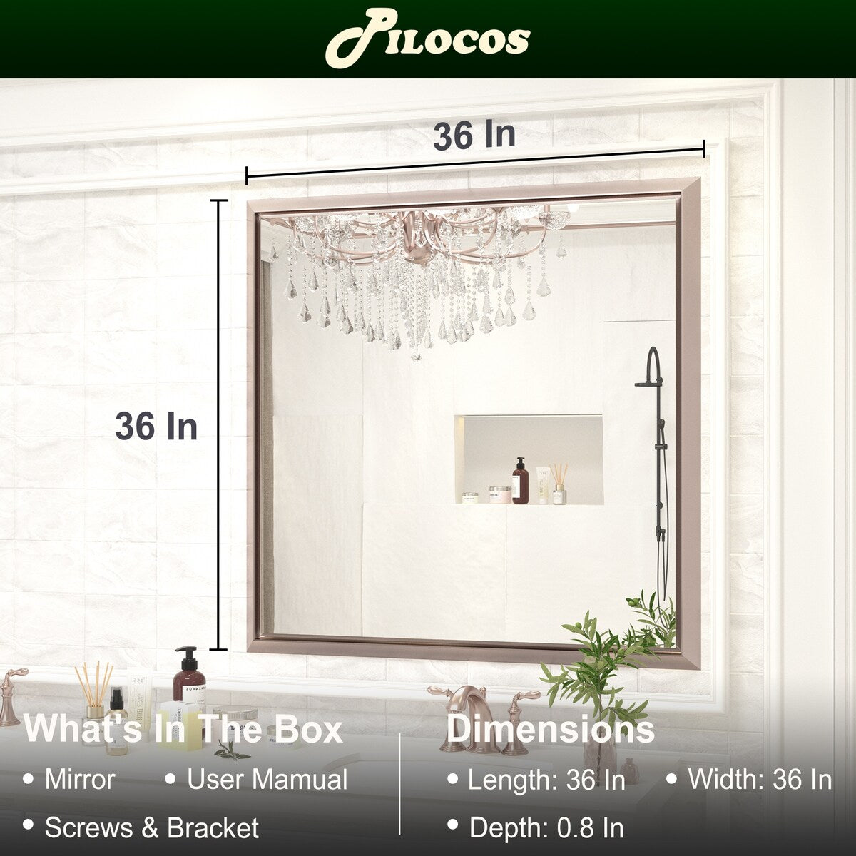 Bathroom Mirrors Wall Mounted Rectangle Vanity Cosmetic Makeup Mirror
