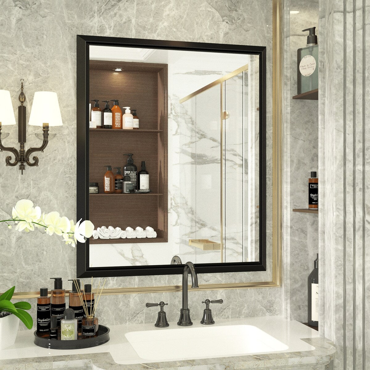 Bathroom Mirrors Wall Mounted Rectangle Vanity Cosmetic Makeup Mirror