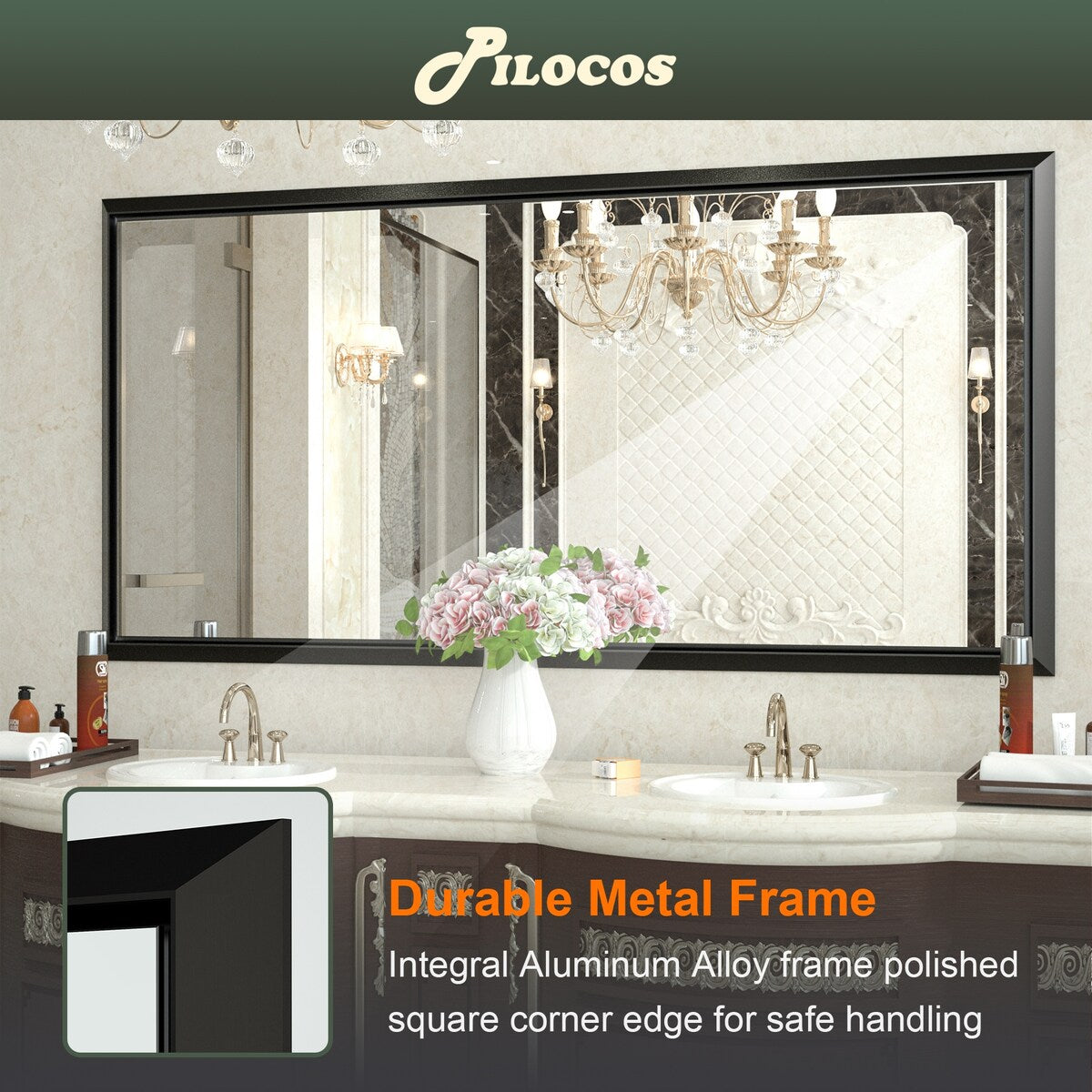 Bathroom Mirrors Wall Mounted Rectangle Vanity Cosmetic Makeup Mirror