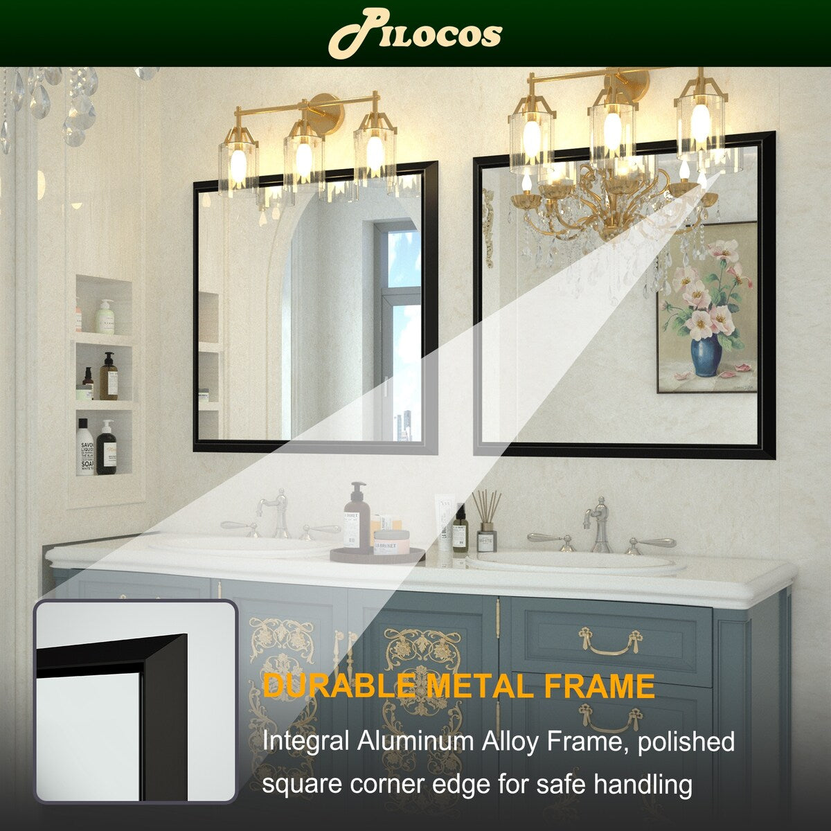 Bathroom Mirrors Wall Mounted Rectangle Vanity Cosmetic Makeup Mirror
