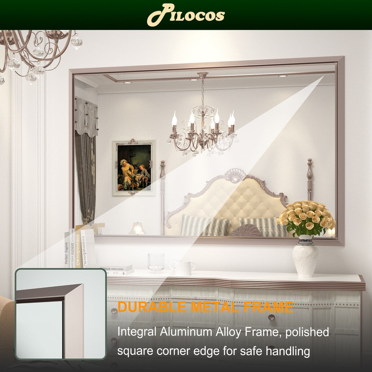Bathroom Mirrors Wall Mounted Rectangle Vanity Cosmetic Makeup Mirror