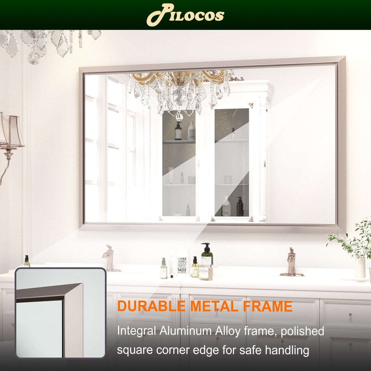 Bathroom Mirrors Wall Mounted Rectangle Vanity Cosmetic Makeup Mirror