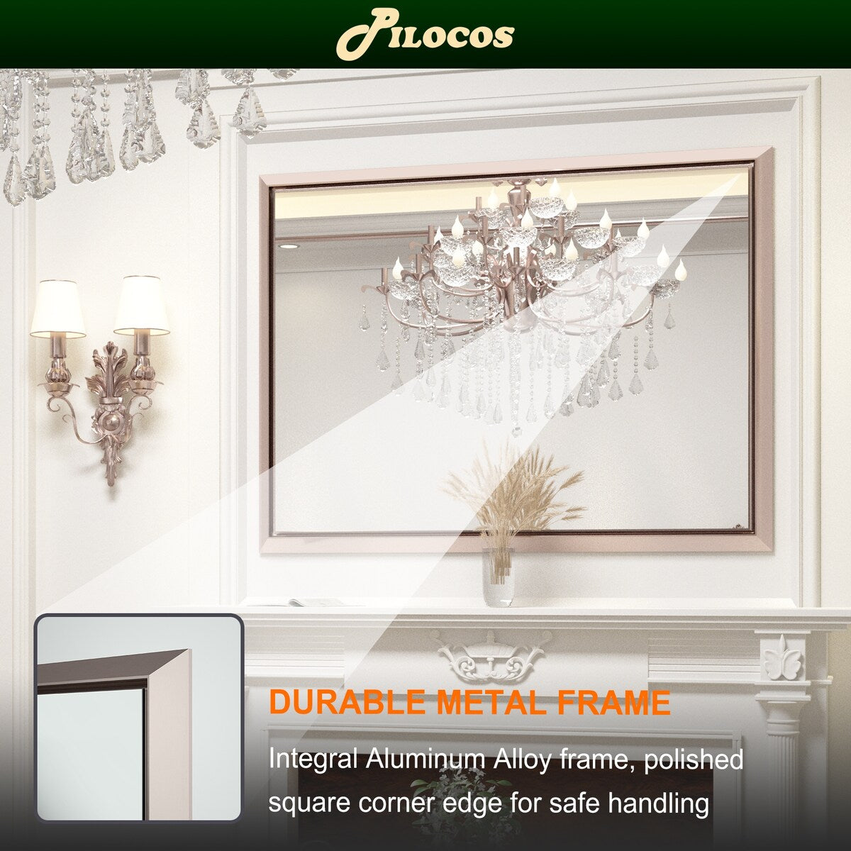 Bathroom Mirrors Wall Mounted Rectangle Vanity Cosmetic Makeup Mirror