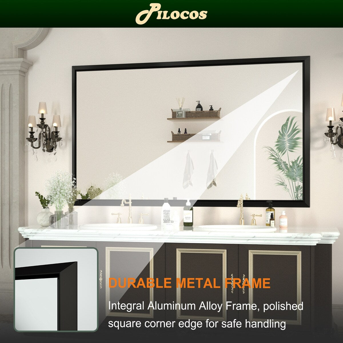 Bathroom Mirrors Wall Mounted Rectangle Vanity Cosmetic Makeup Mirror