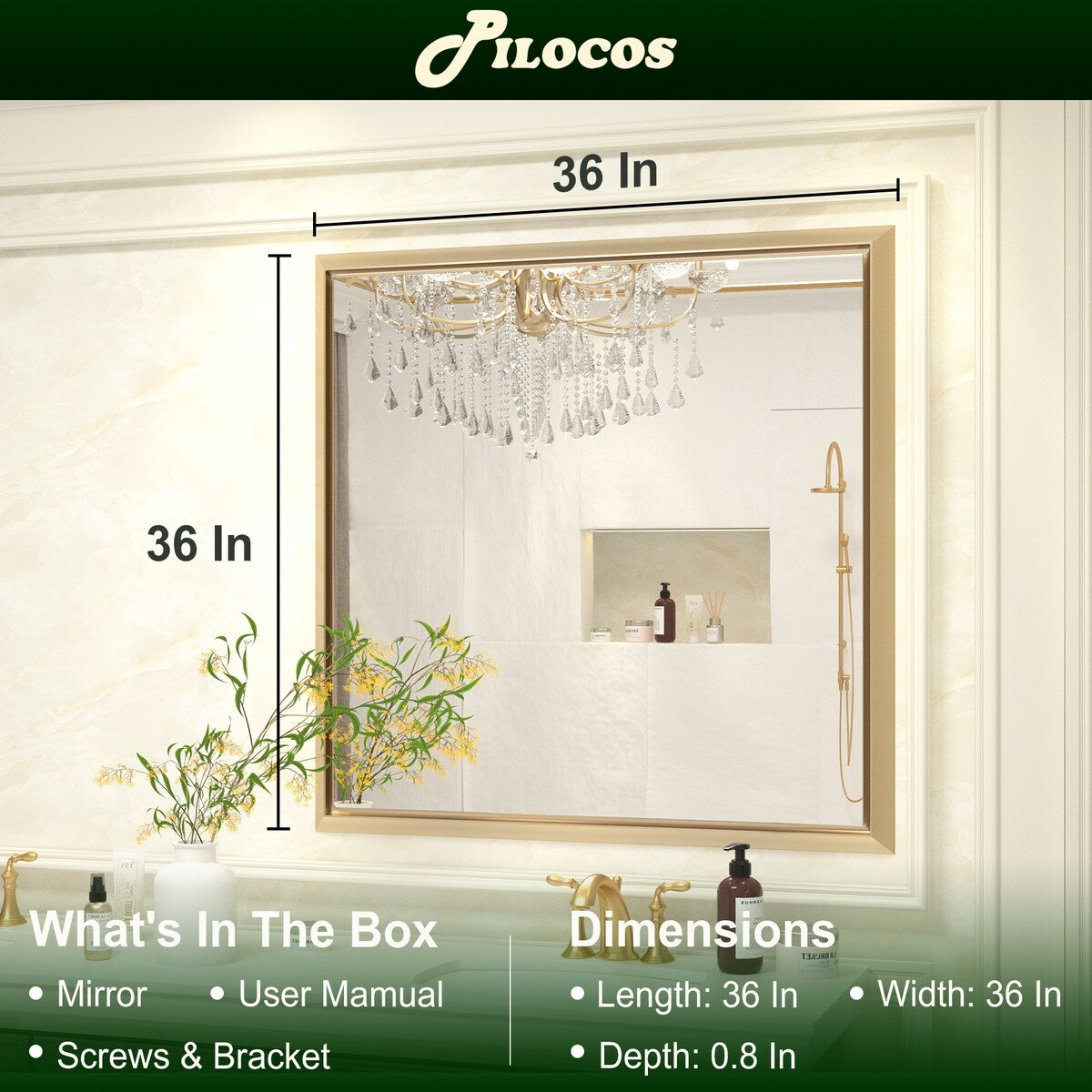 Bathroom Mirrors Wall Mounted Rectangle Vanity Cosmetic Makeup Mirror