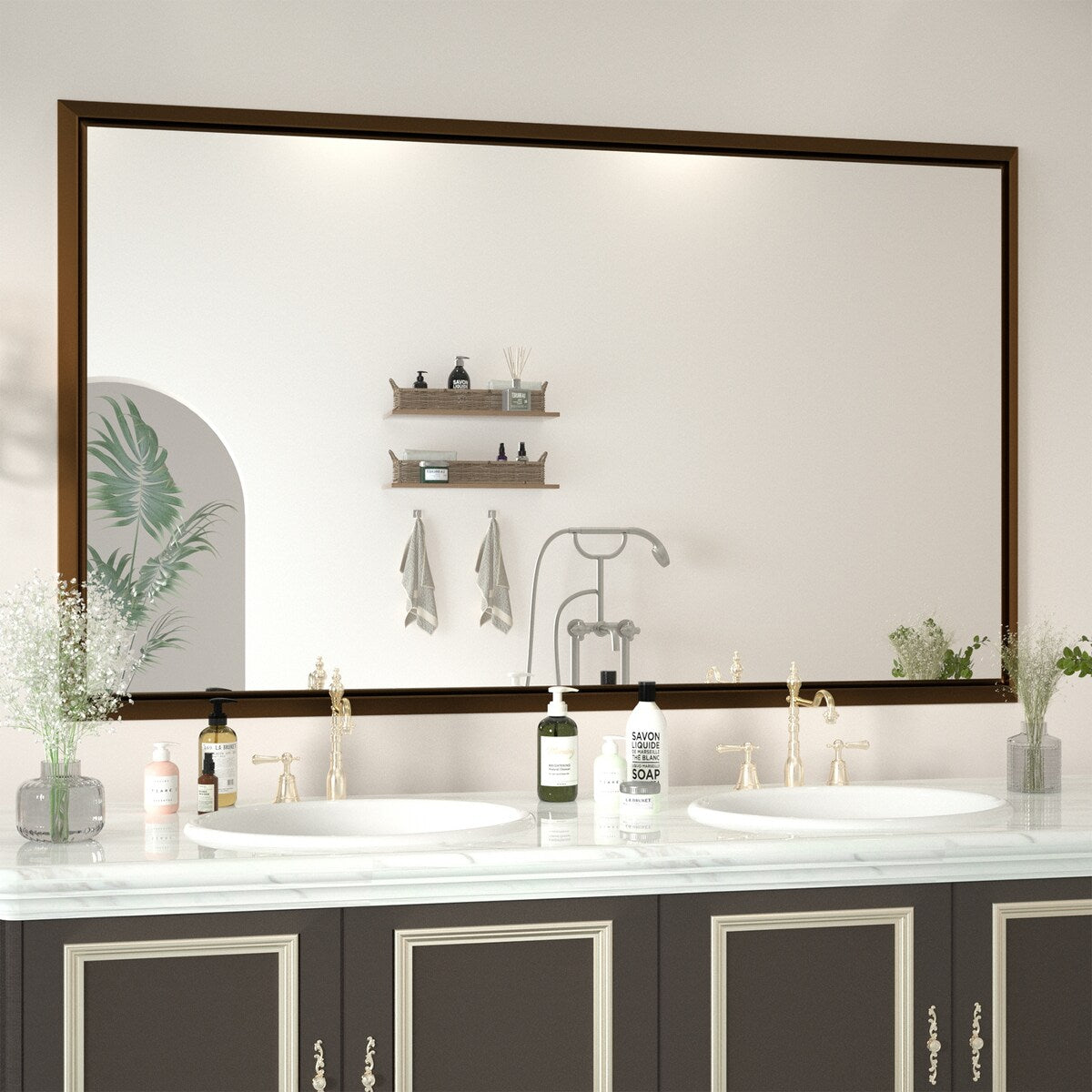 Bathroom Mirrors Wall Mounted Rectangle Vanity Cosmetic Makeup Mirror