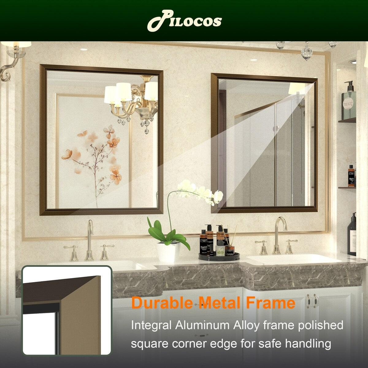 Bathroom Mirrors Wall Mounted Rectangle Vanity Cosmetic Makeup Mirror