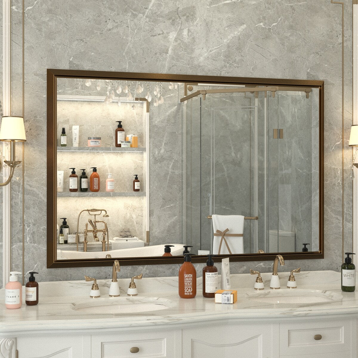 Bathroom Mirrors Wall Mounted Rectangle Vanity Cosmetic Makeup Mirror