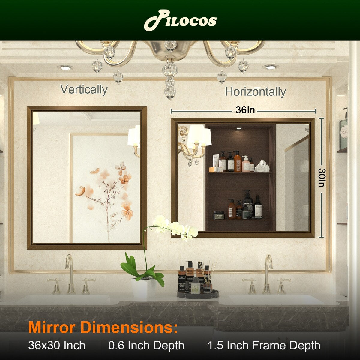 Bathroom Mirrors Wall Mounted Rectangle Vanity Cosmetic Makeup Mirror